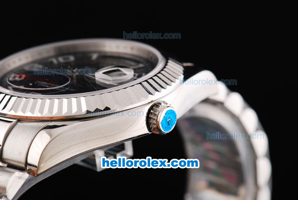 Rolex Day Date II Oyster Perpetual Automatic Movement Silver Case with Black Dial and White Number Markers - Click Image to Close